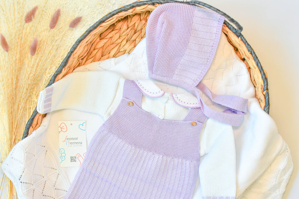 Romper Knitted Newborn set in Purple