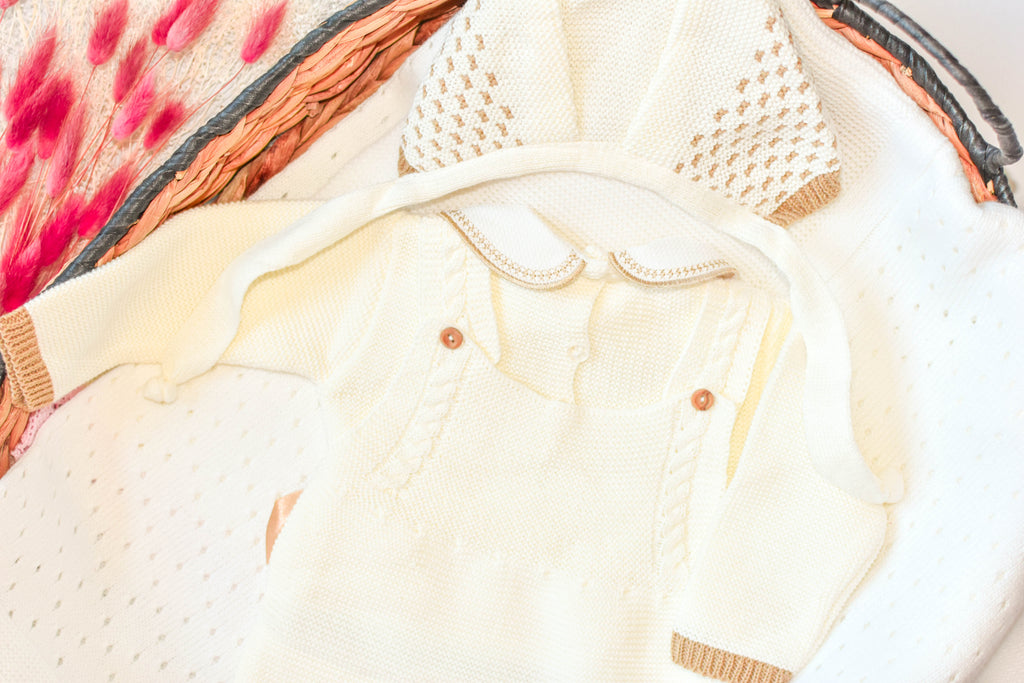 Knitted Newborn Girl set in Beige