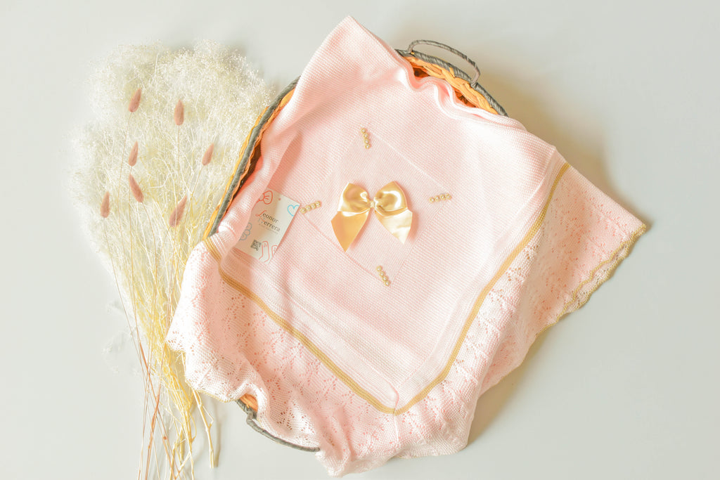 Blanket Embriodery Bow in Pink