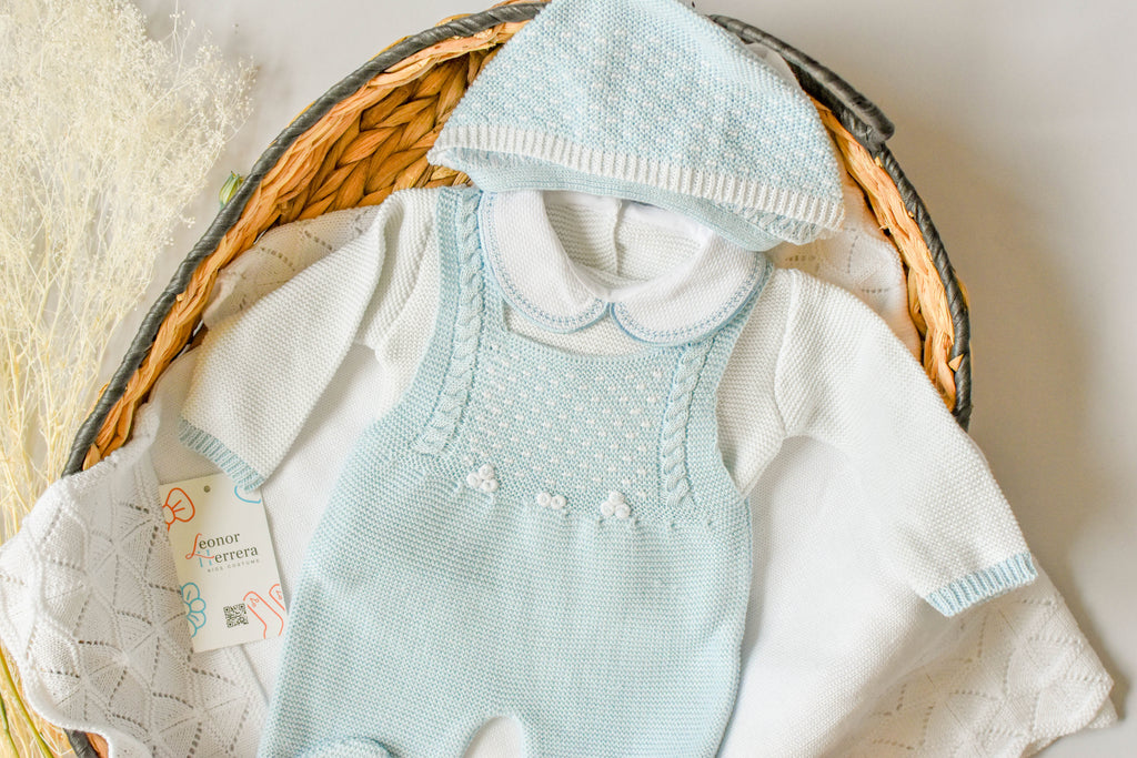 Knitted Newborn set in Sky Blue
