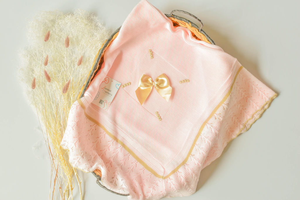 Blanket Embriodery Bow in Pink