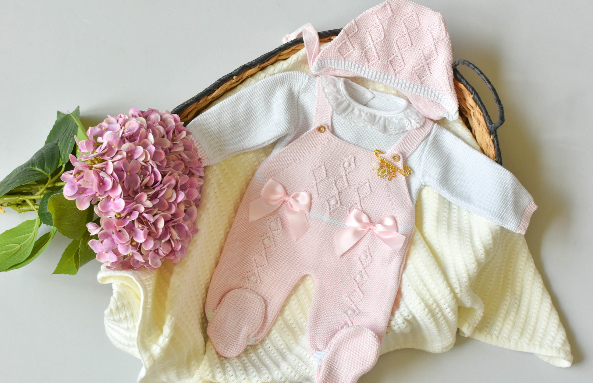 Romper Knit Diamond Set in Pink