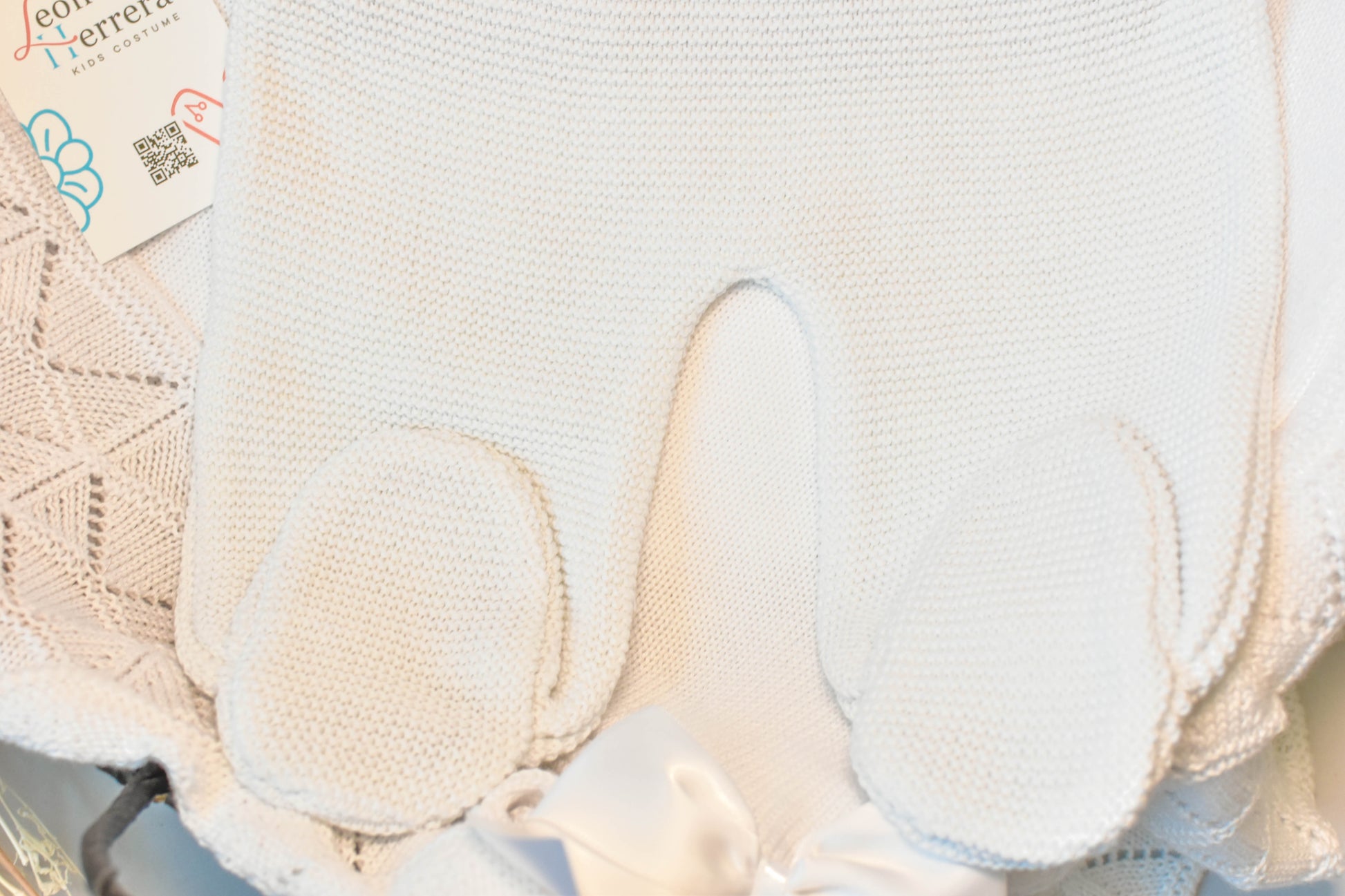 Knitted Newborn set in White - Purple