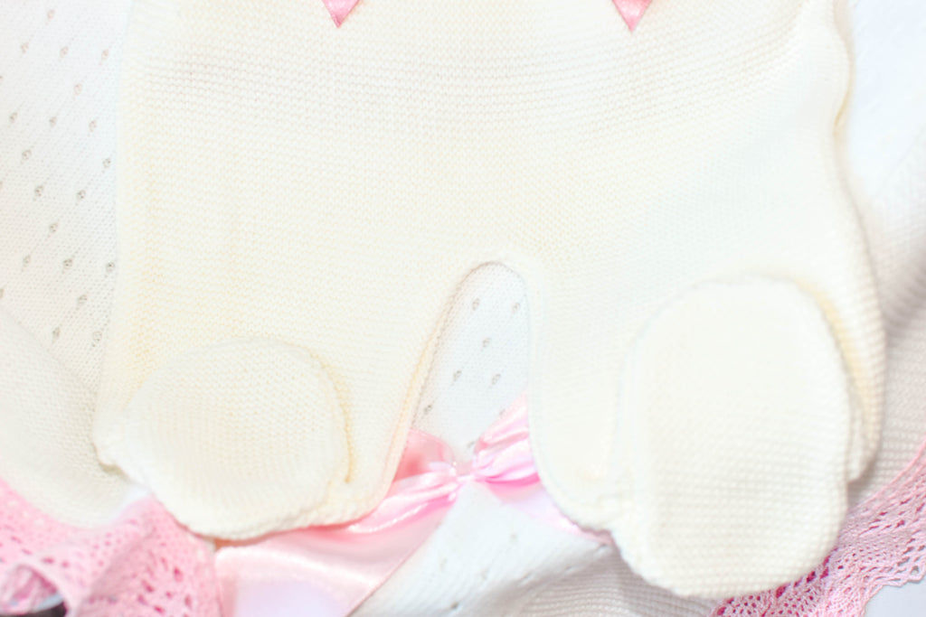 Knitted Newborn Girl set in Beige Pink