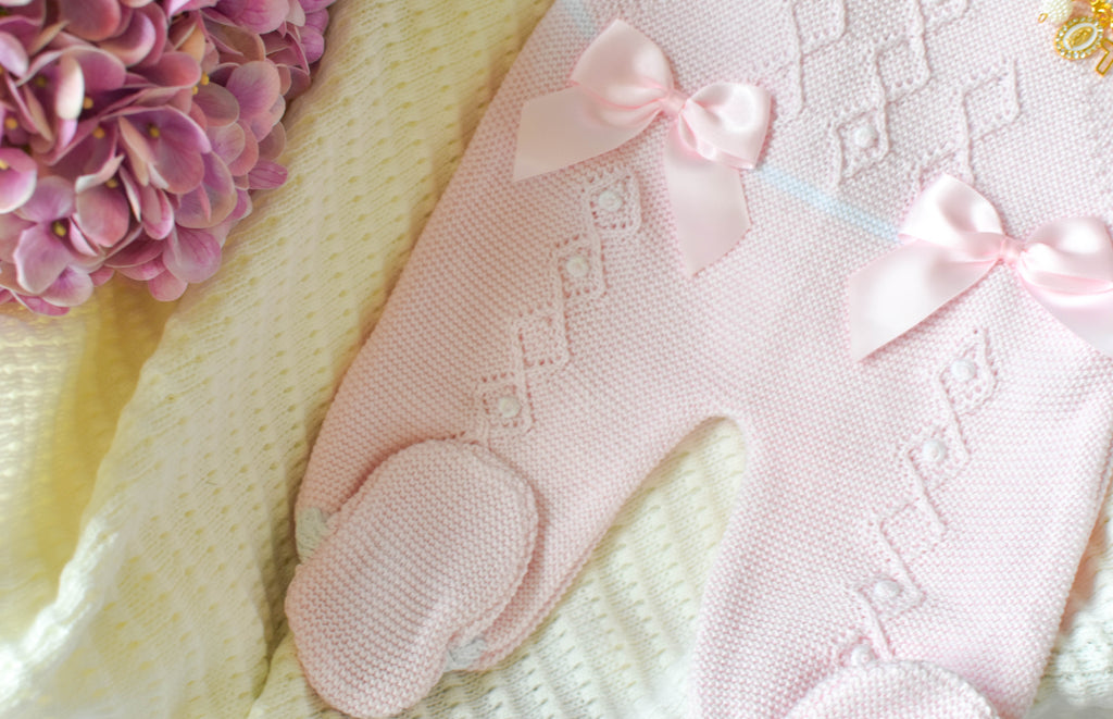 Romper Knit Diamond Set in Pink