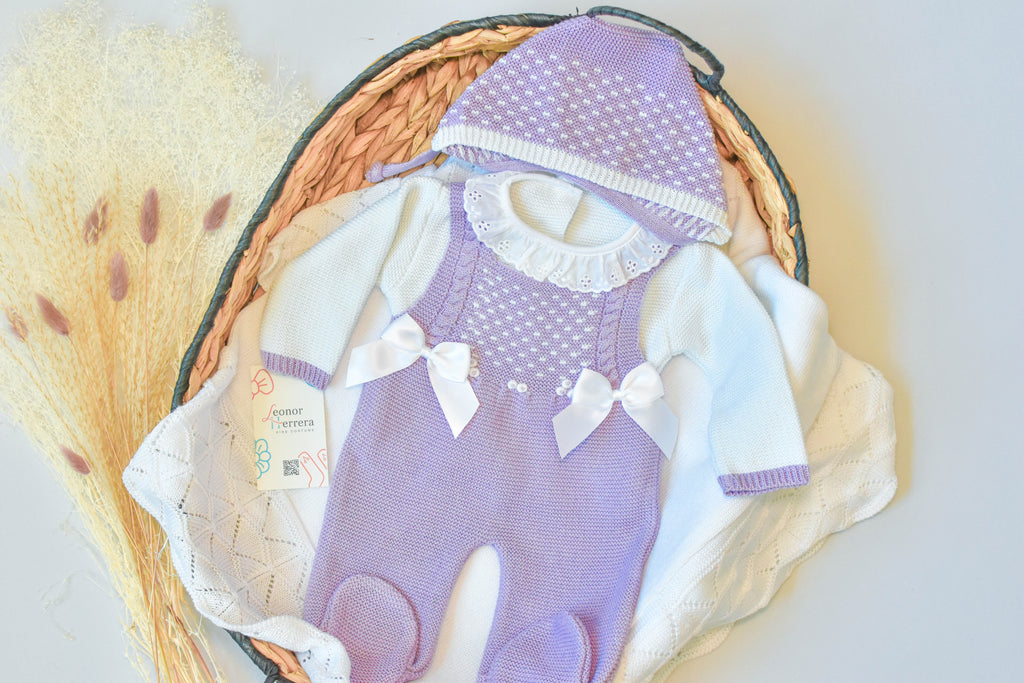 Knitted Newborn set in Purple
