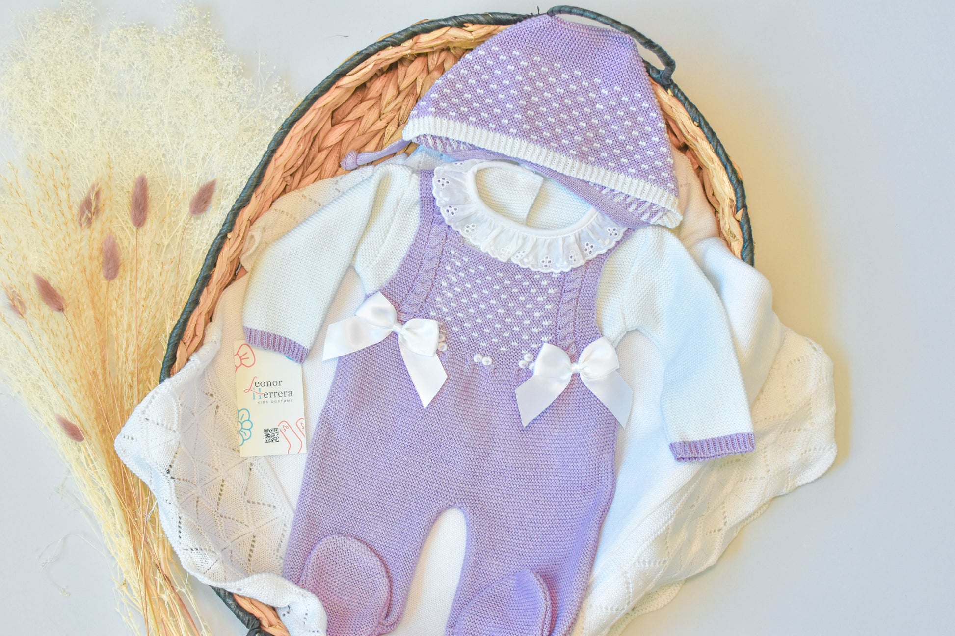 Knitted Newborn set in Purple
