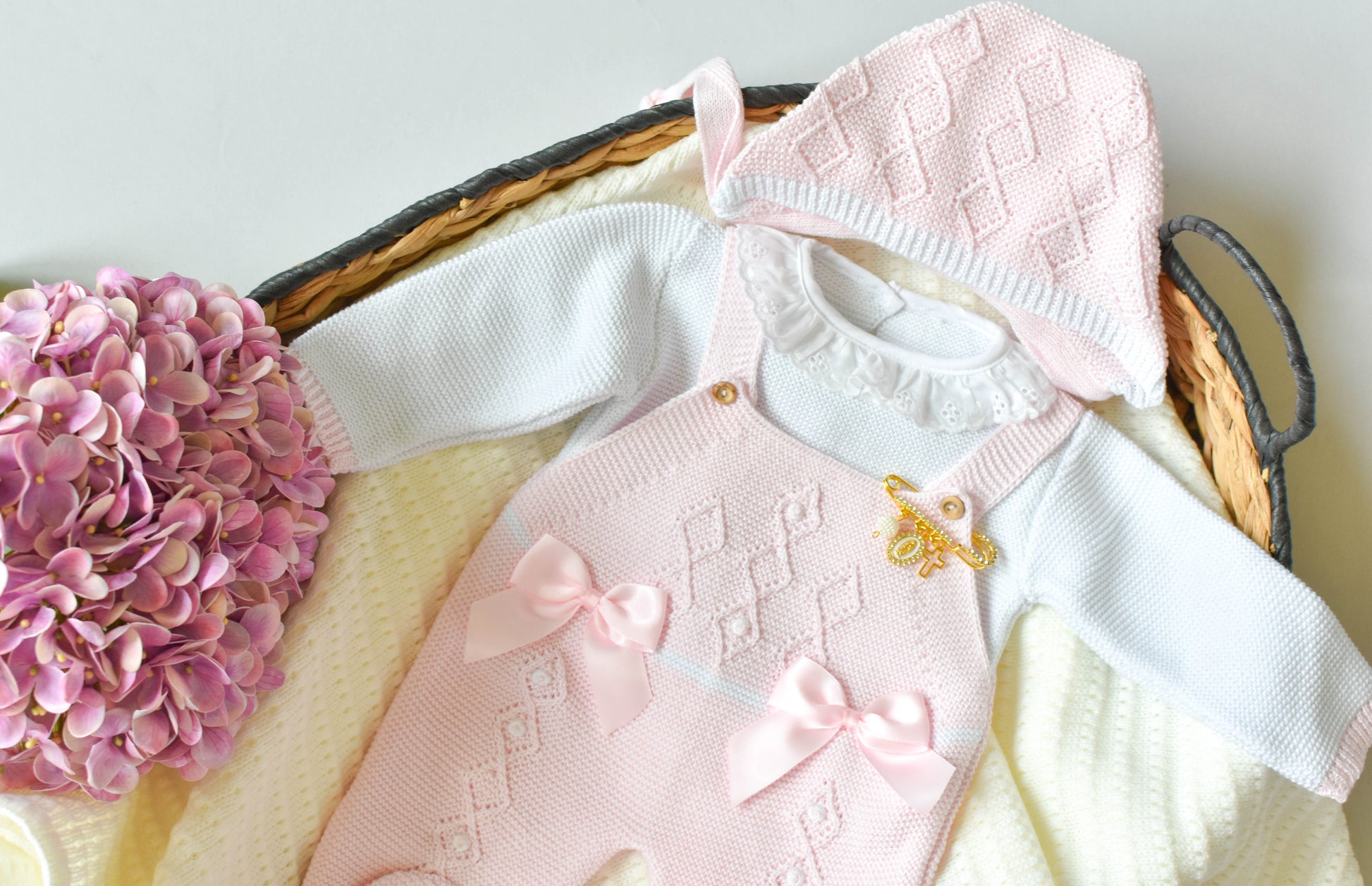 Romper Knit Diamond Set in Pink