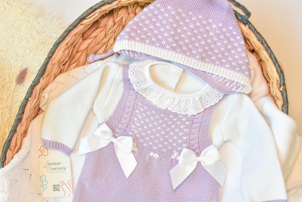 Knitted Newborn set in Purple