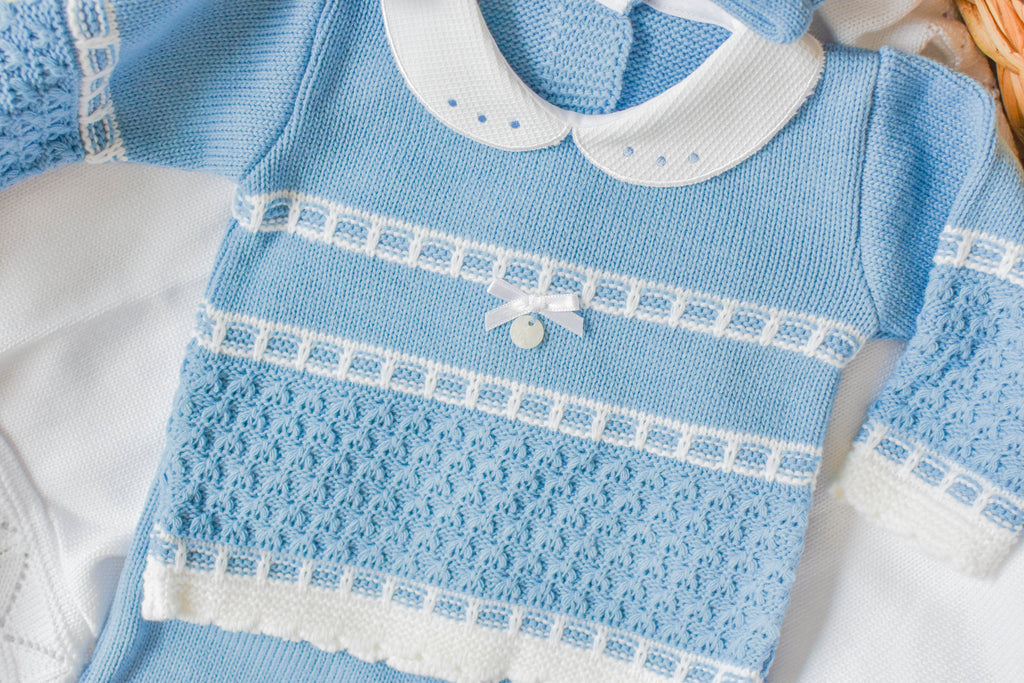 Knit Lines Embroidered in Blue