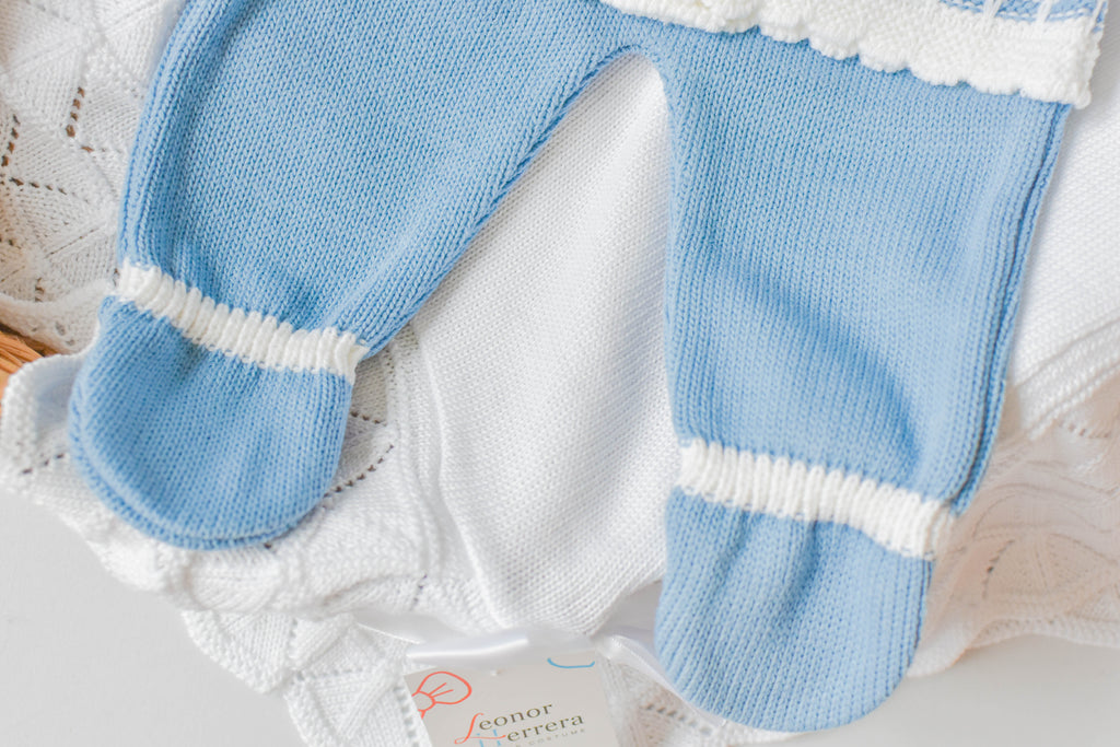 Knit Lines Embroidered in Blue