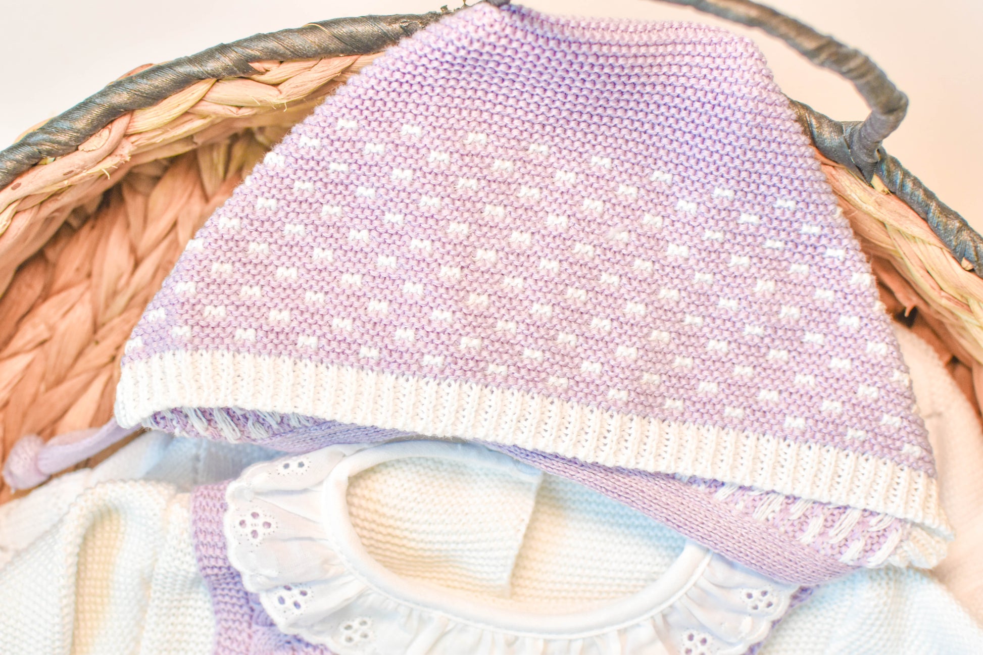 Knitted Newborn set in Purple