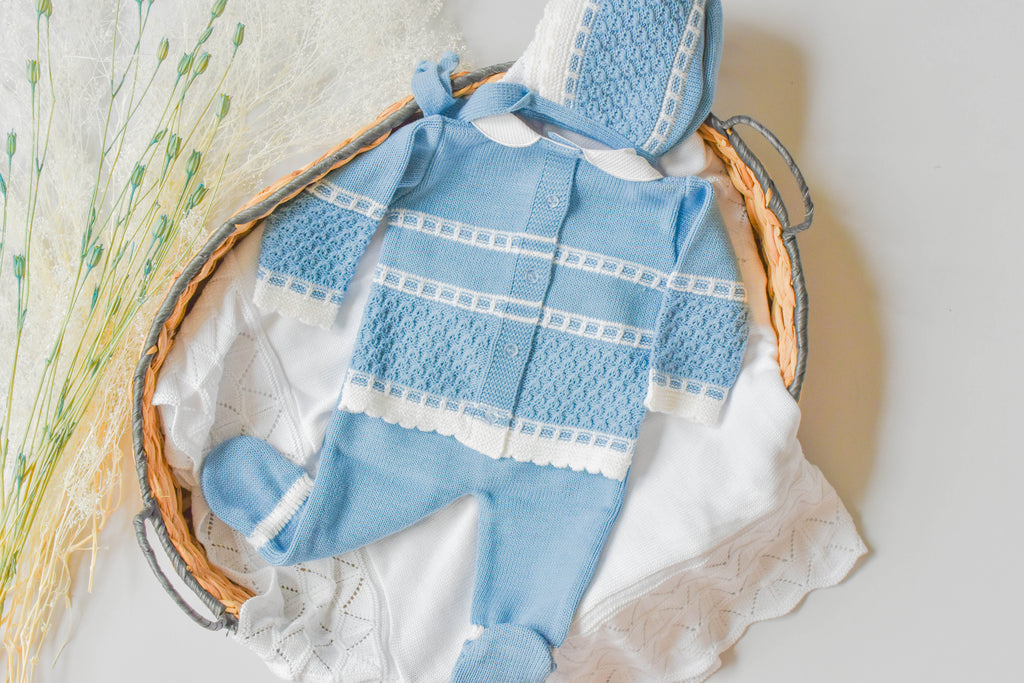 Knit Lines Embroidered in Blue