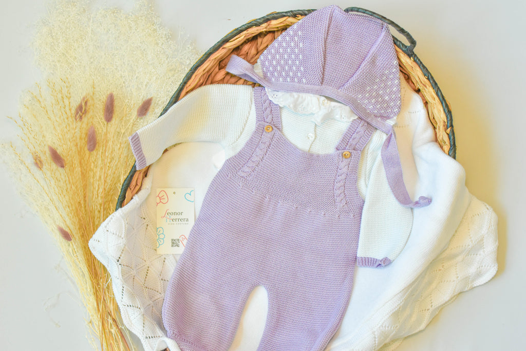 Knitted Newborn set in Purple
