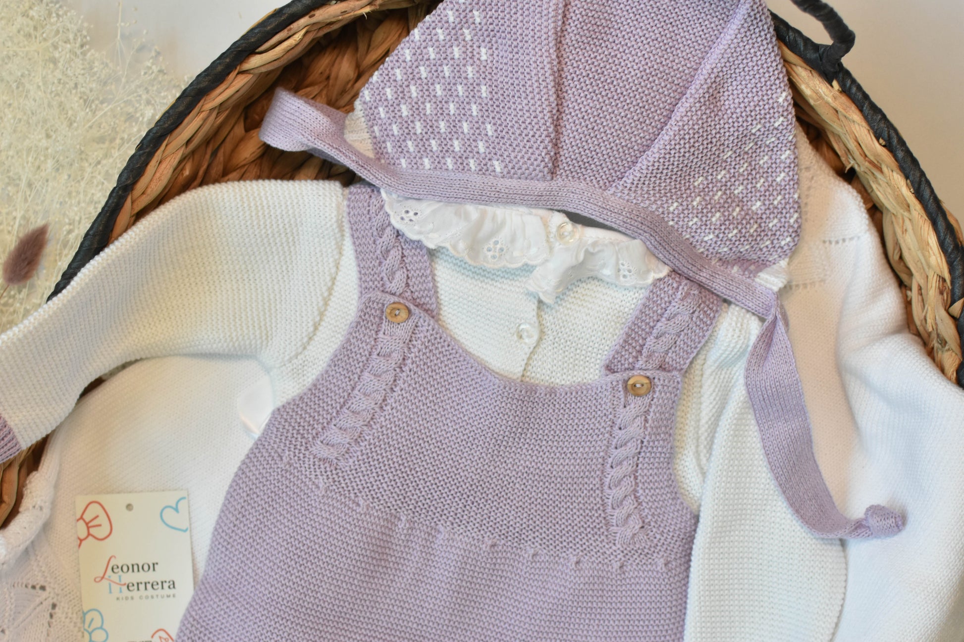 Knitted Newborn set in Purple