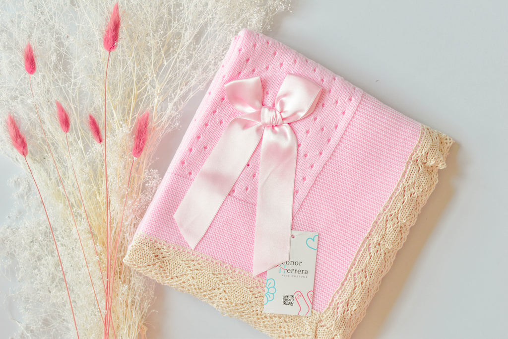 Luxury Big Bow Newborn Blanket in Pink