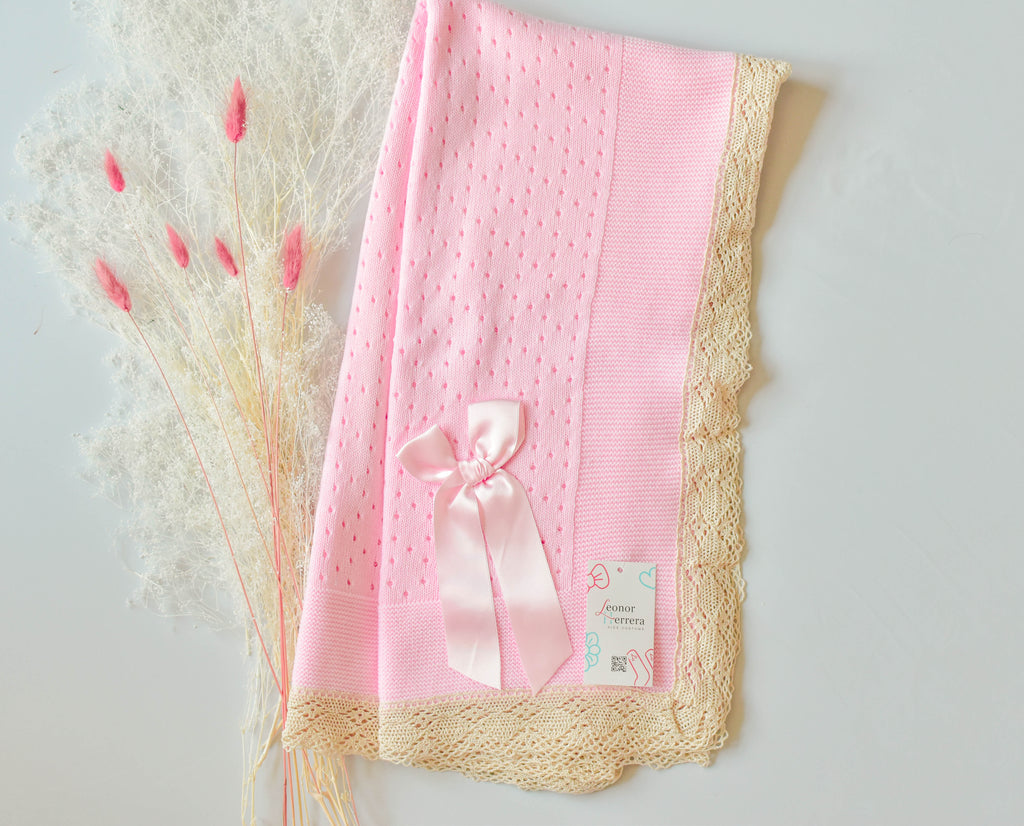 Luxury Big Bow Newborn Blanket in Pink