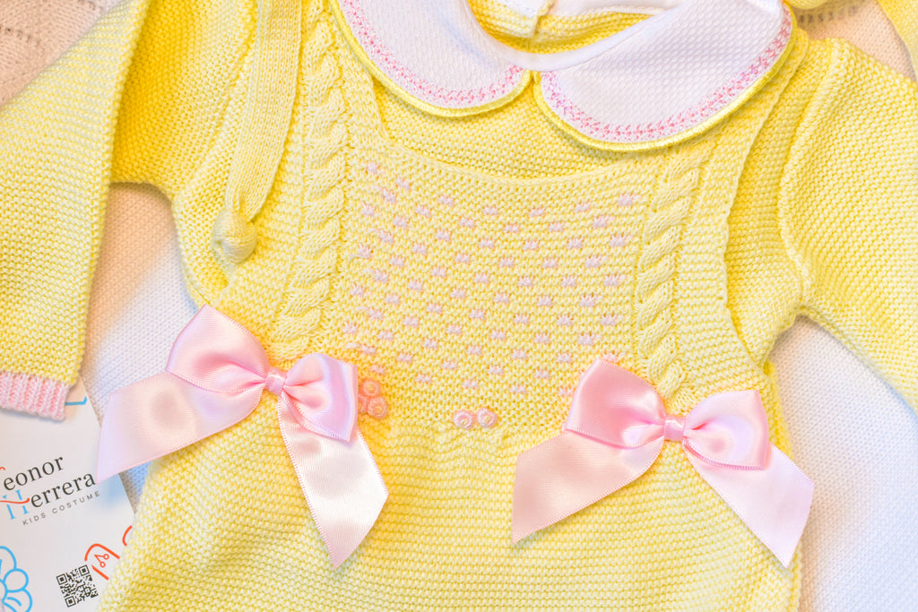 Knitted Newborn Girl set Yellow