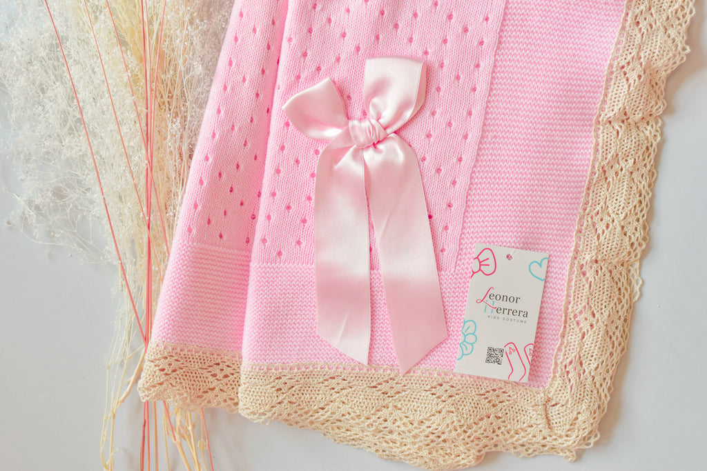 Luxury Big Bow Newborn Blanket in Pink