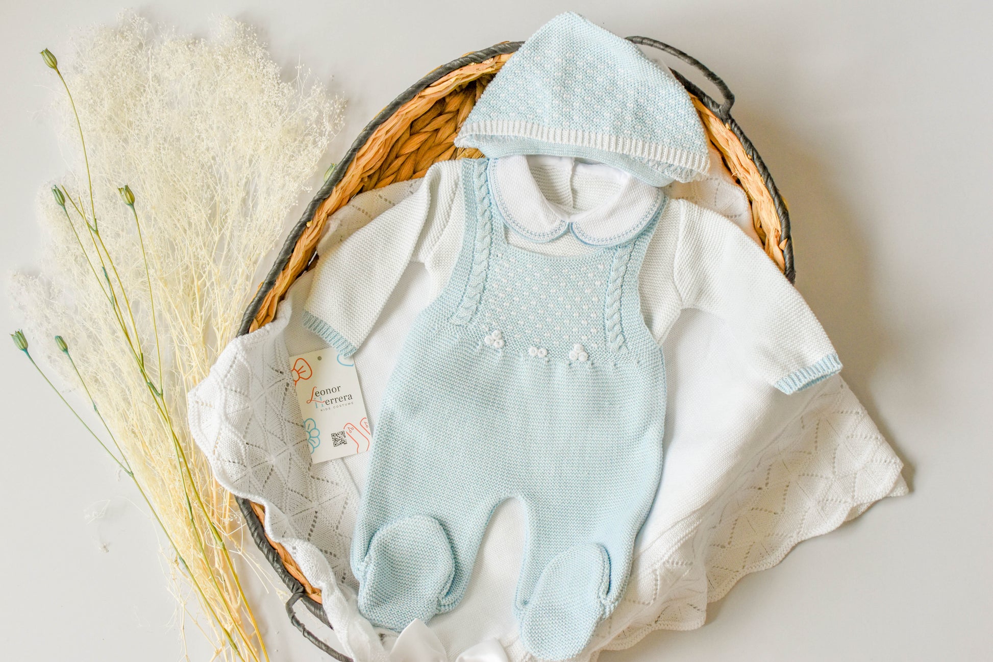 Knitted Newborn set in Sky Blue