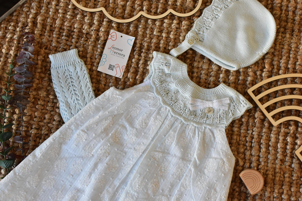 Dress with Bonnet in Salmon