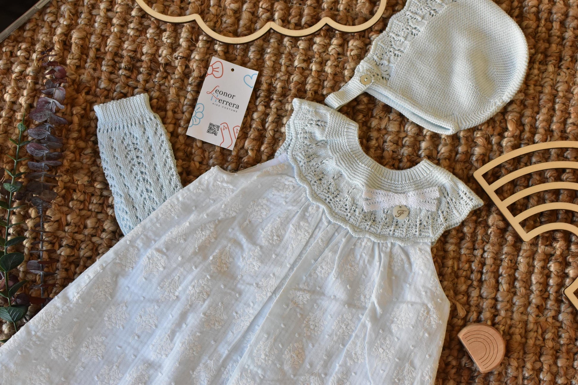 Dress with Bonnet in Salmon