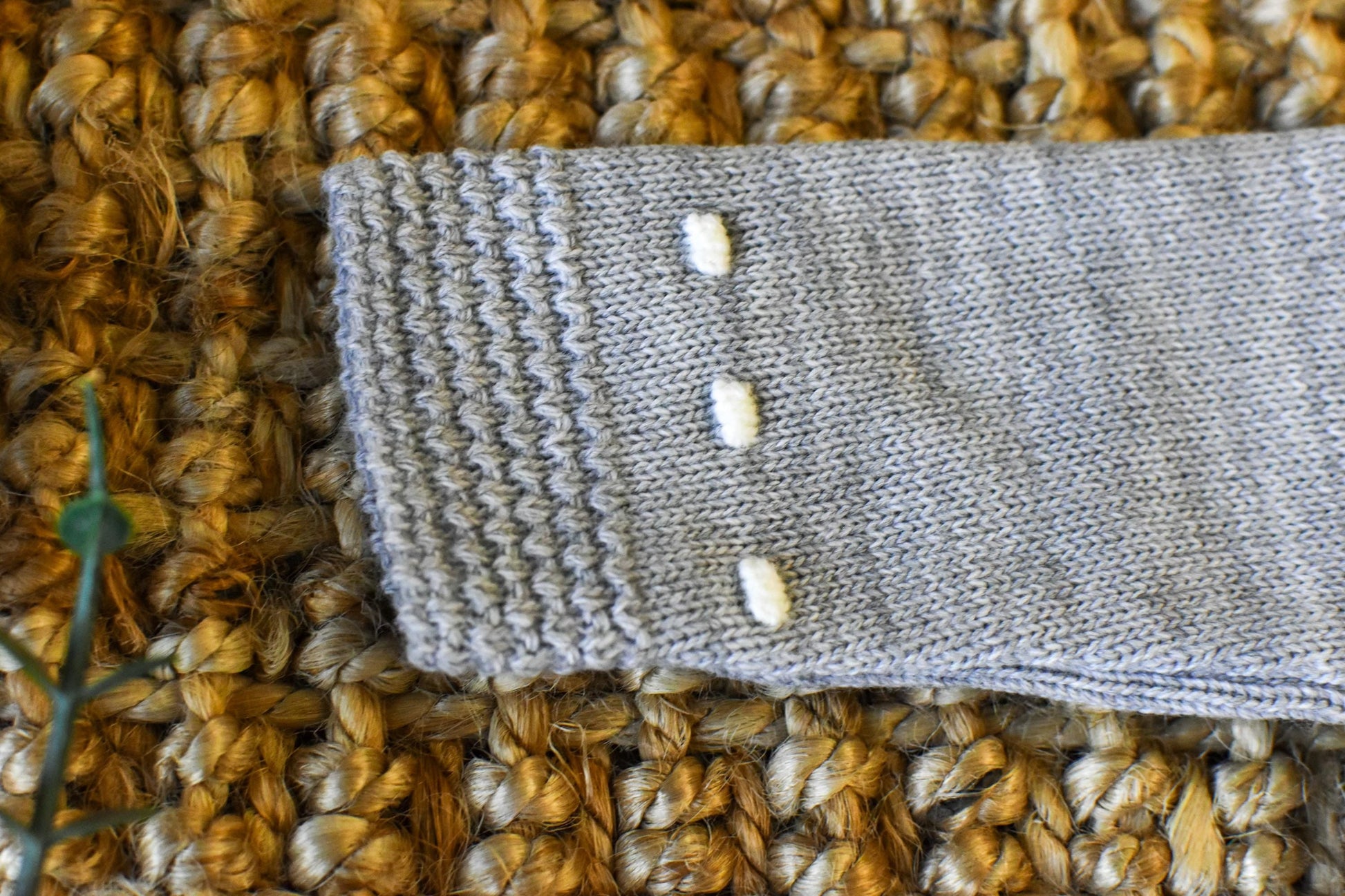 Knit Lines with Embroidered Neck in Grey