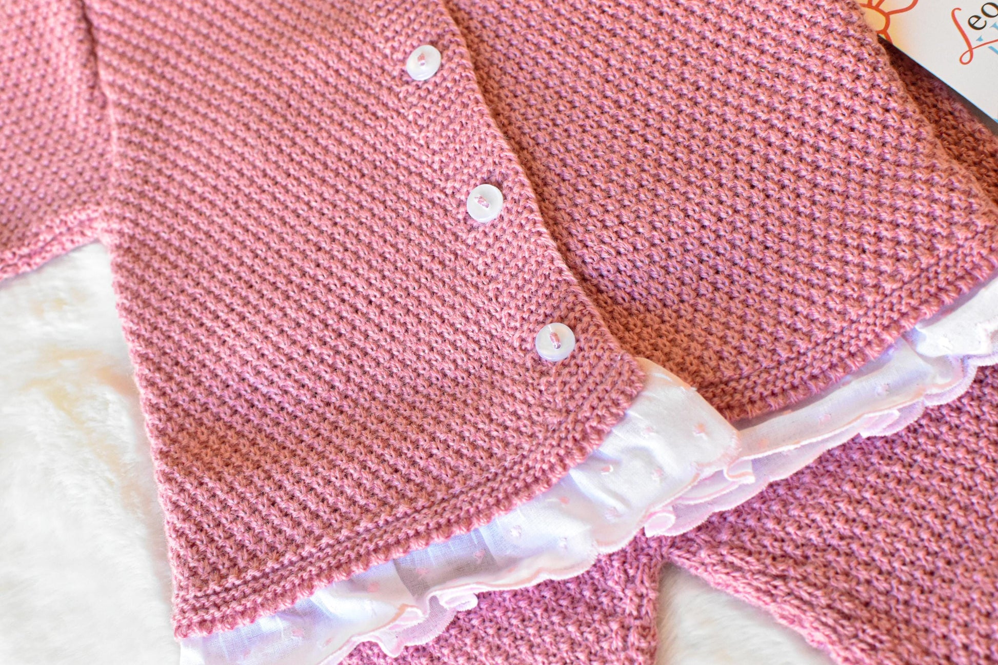 Knitted with Swiss Collar in Old Pink