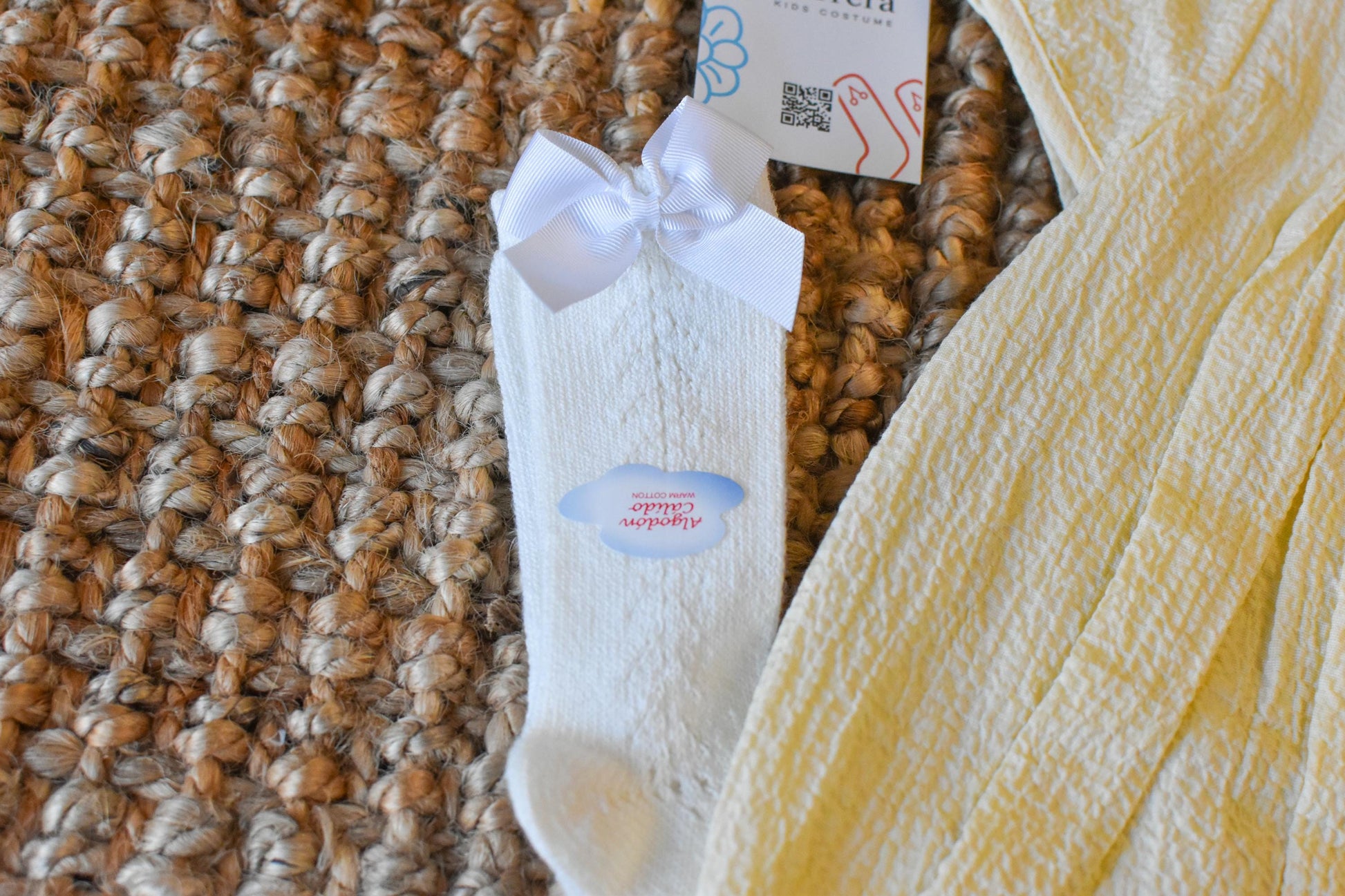 Peto details with socks and Bow in light Yellow