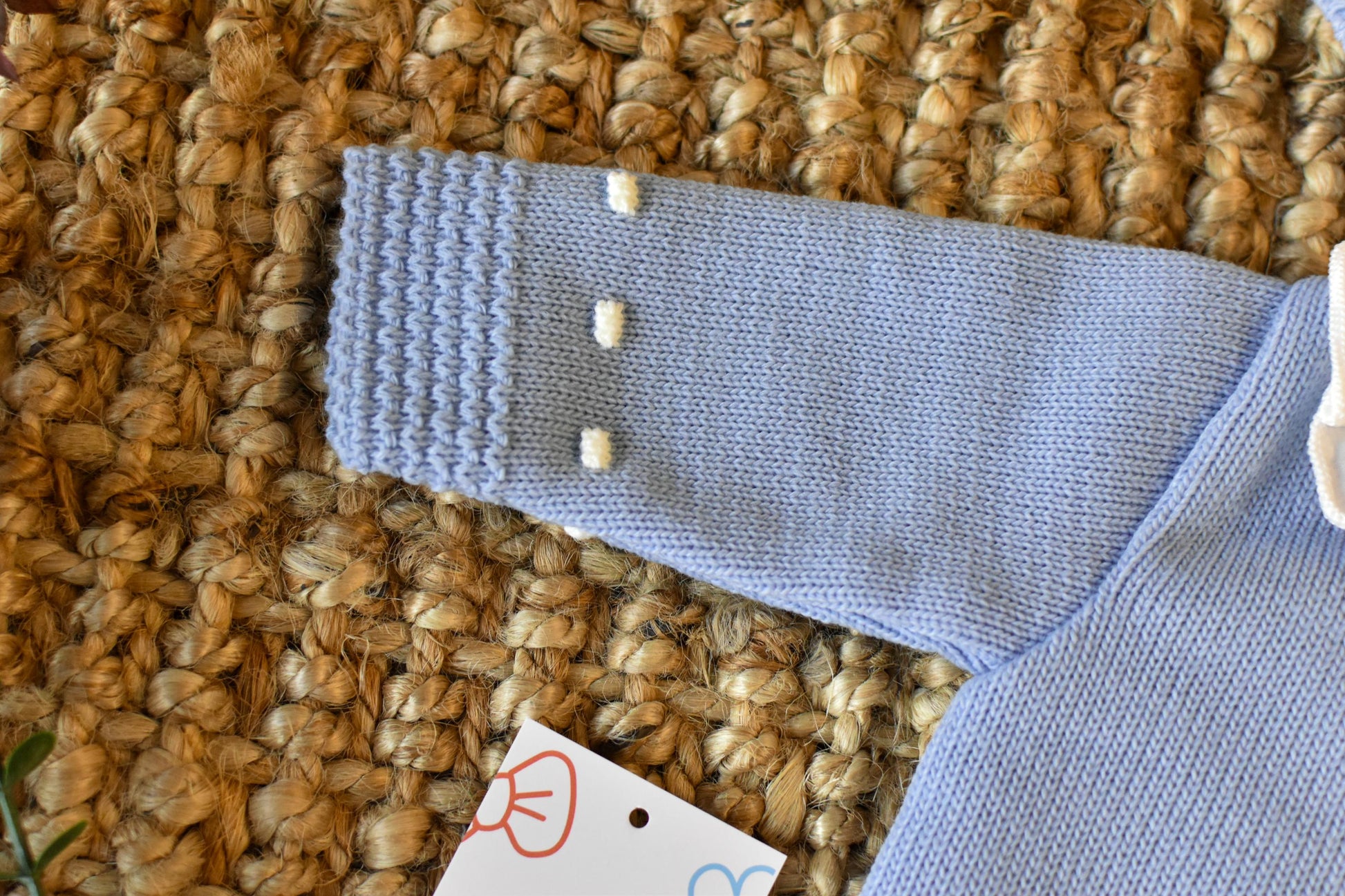 Knit Lines with embroidered Neck in Blue