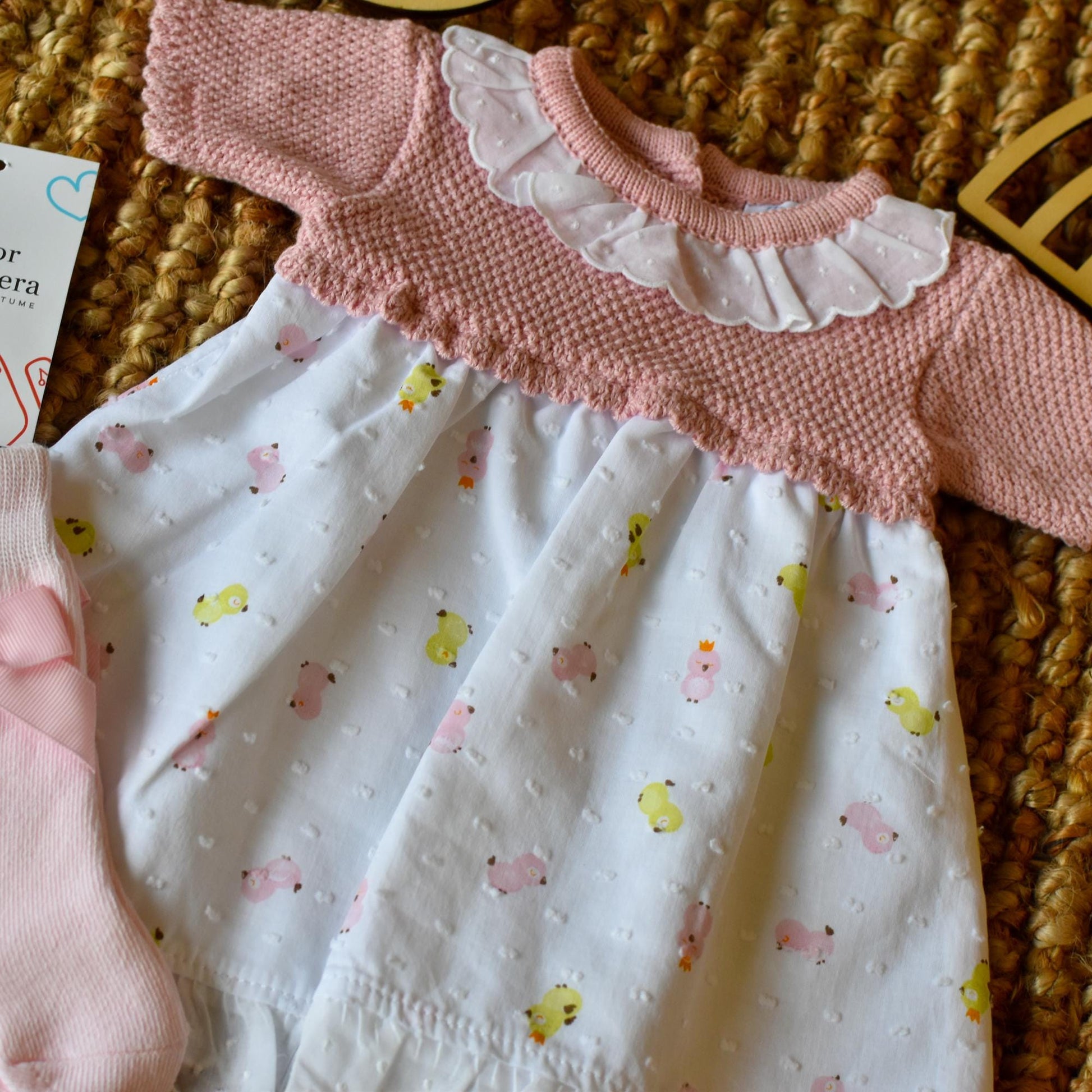 Knit Duck Dress with Socks in Pink