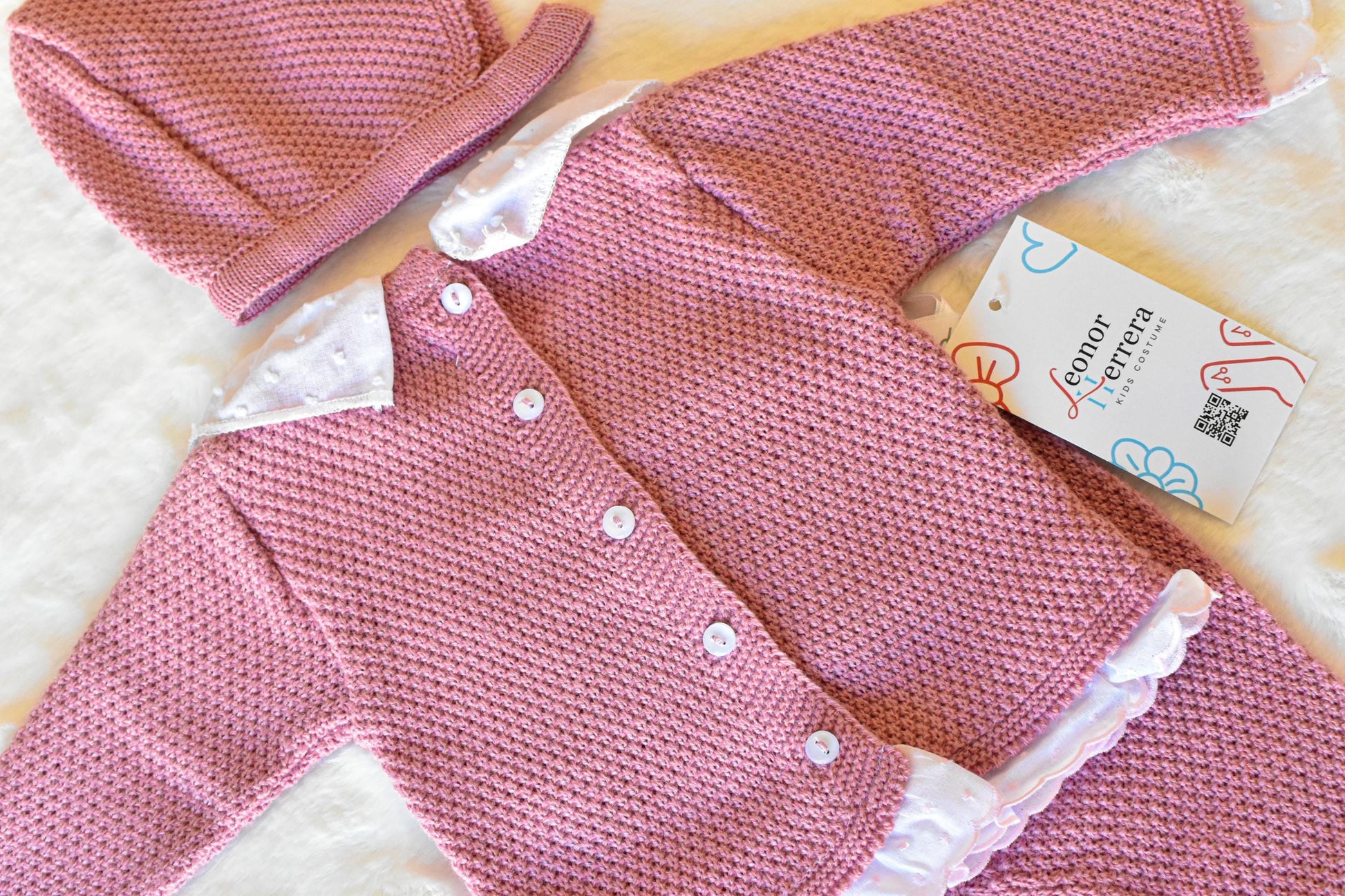 Knitted with Swiss Collar in Old Pink