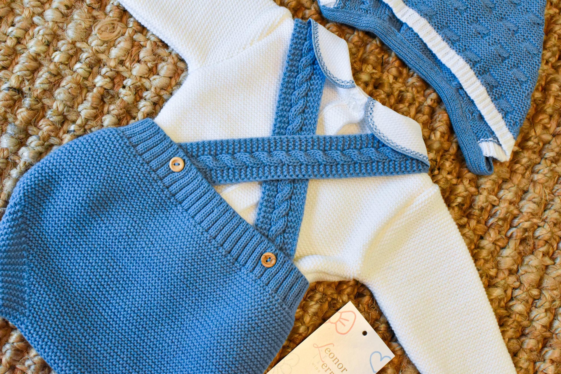 Knitted long Top Short Romper in Blue