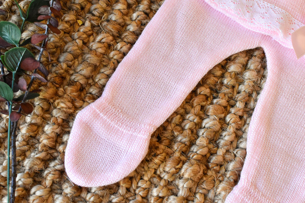 Knitted Set girl with Bow in Pink