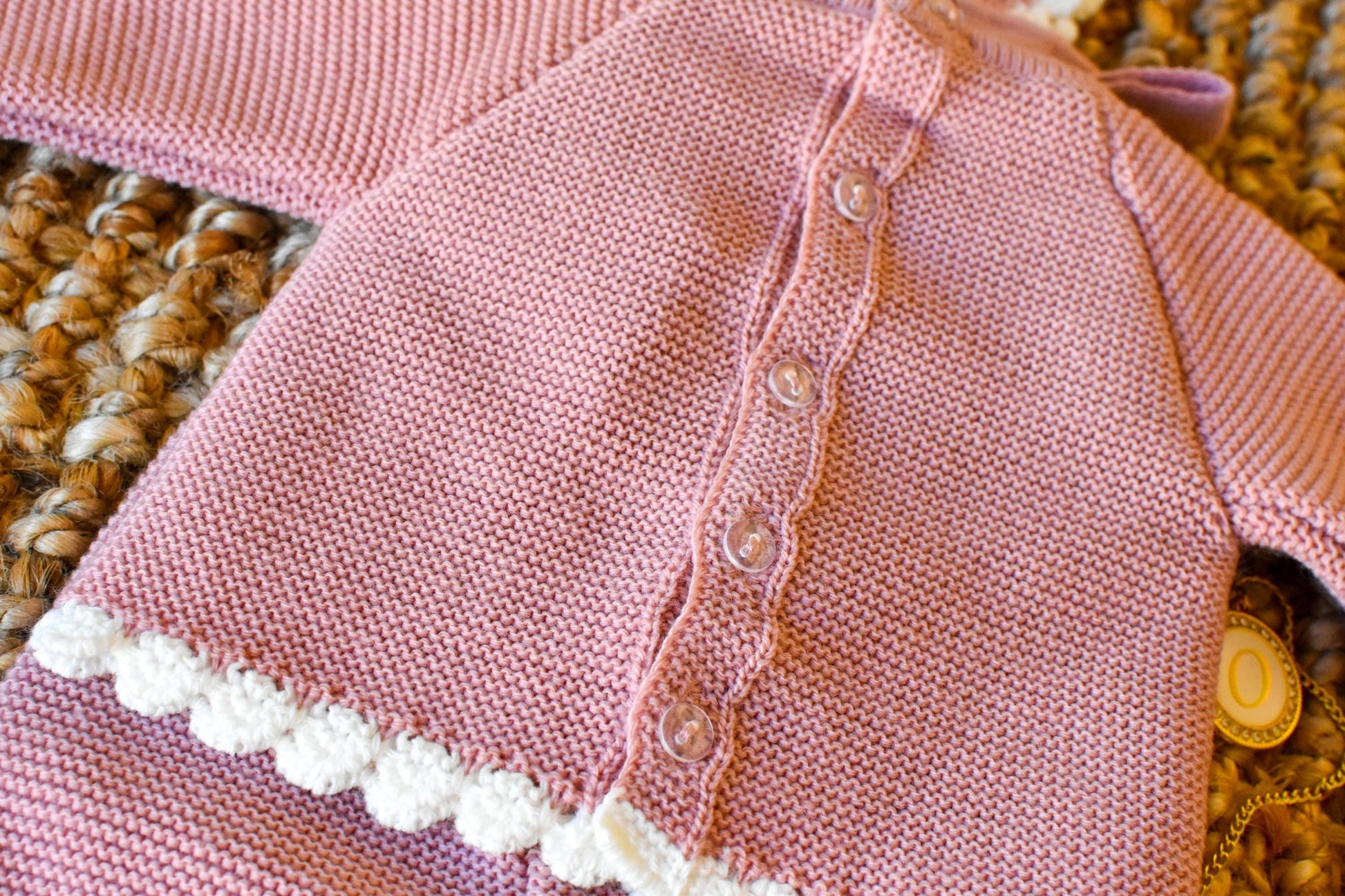 Knitted Small Lace and Points in Old Pink