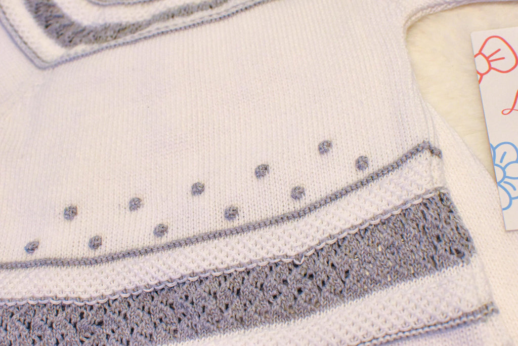 Knit Cotton Set in White - Grey