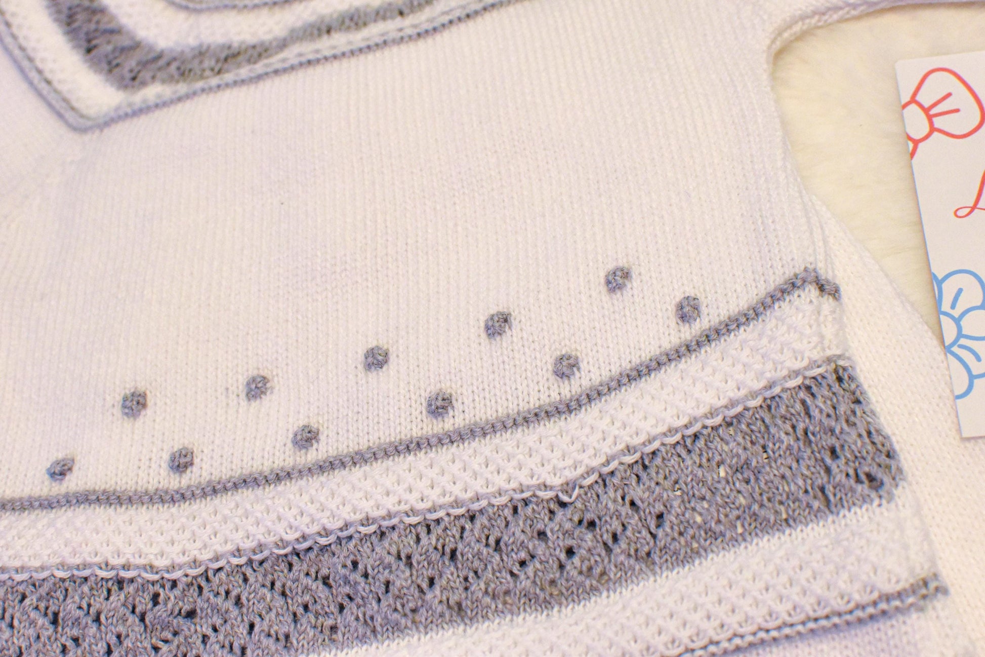 Knit Cotton Set in White - Grey