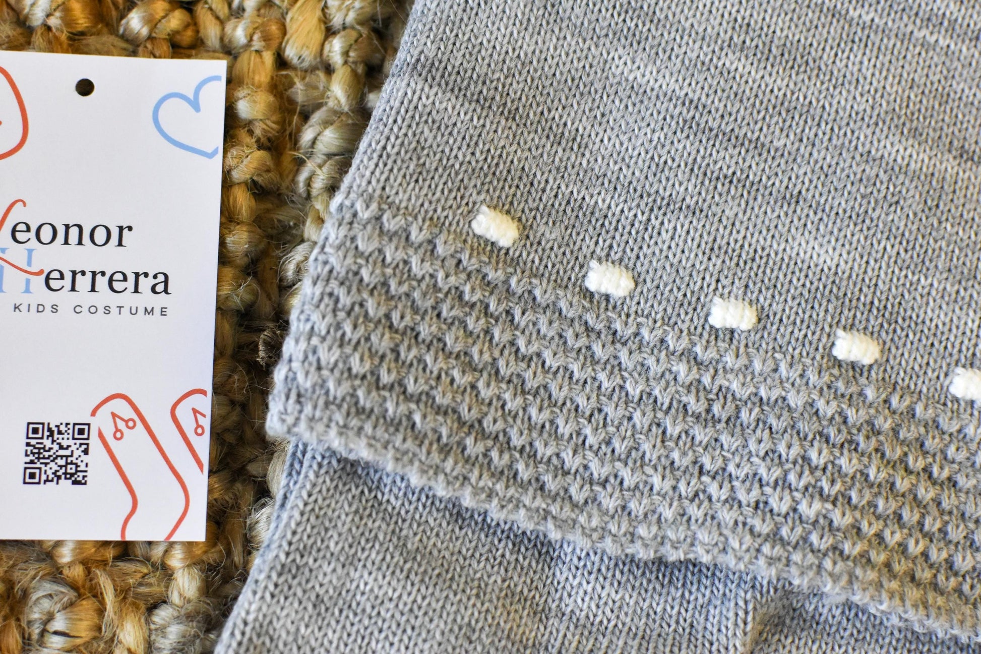 Knit Lines with Embroidered Neck in Grey