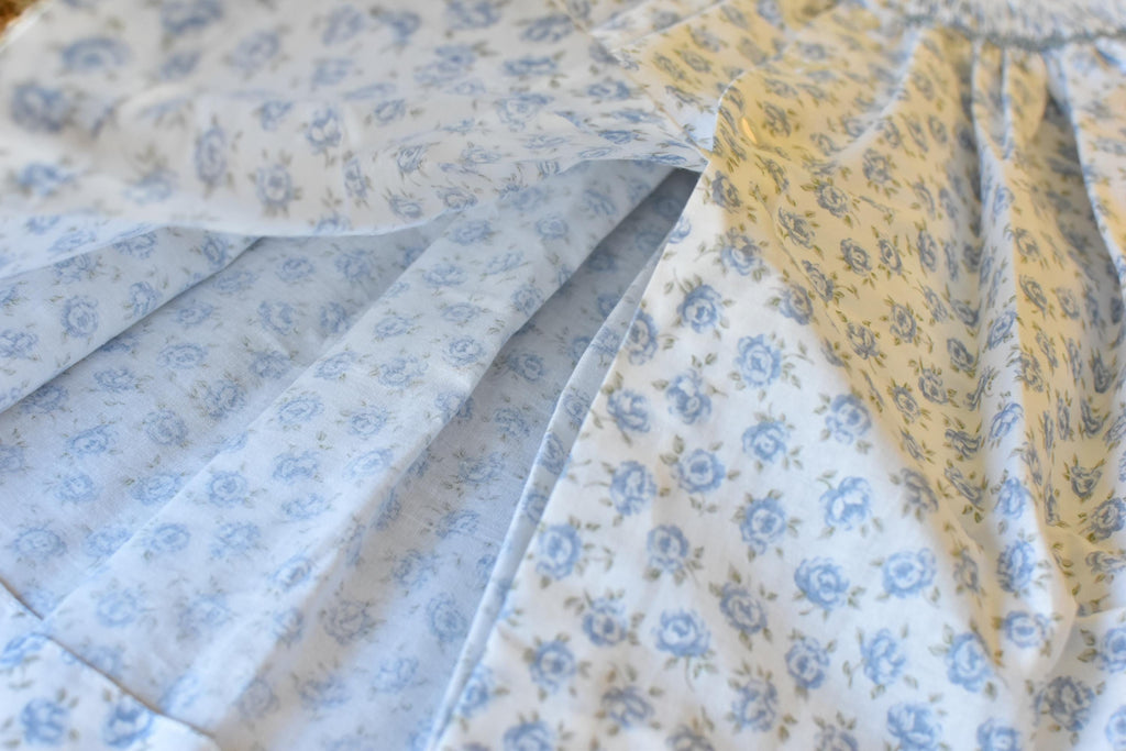 Smocked Dress flowers in Blue