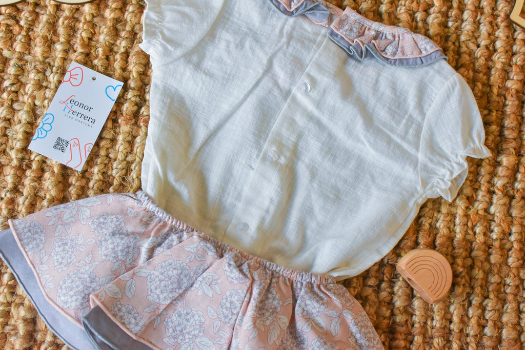 Girl Set with flowers in old rose