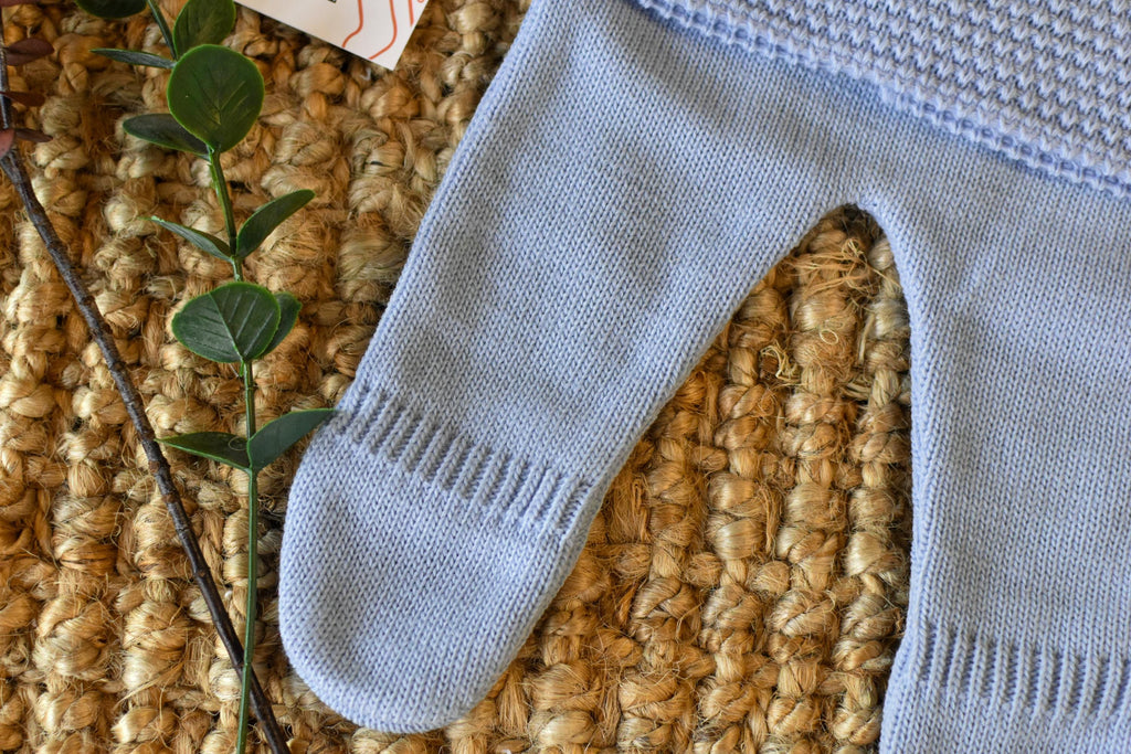 Knit Lines with embroidered Neck in Blue