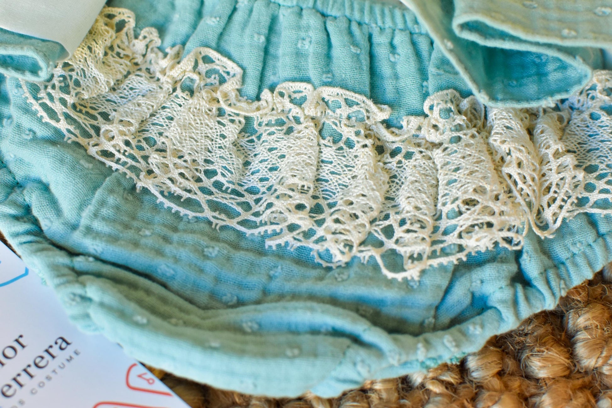 Dress Set with bonnet in Old Green