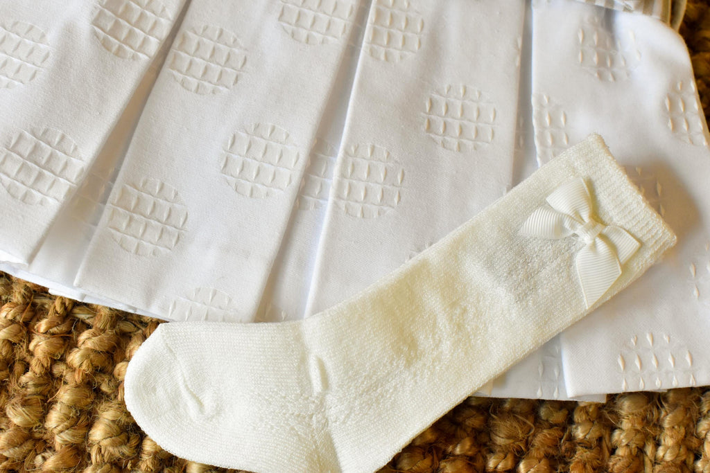 Ceremonial Dress with Bow in Pearl