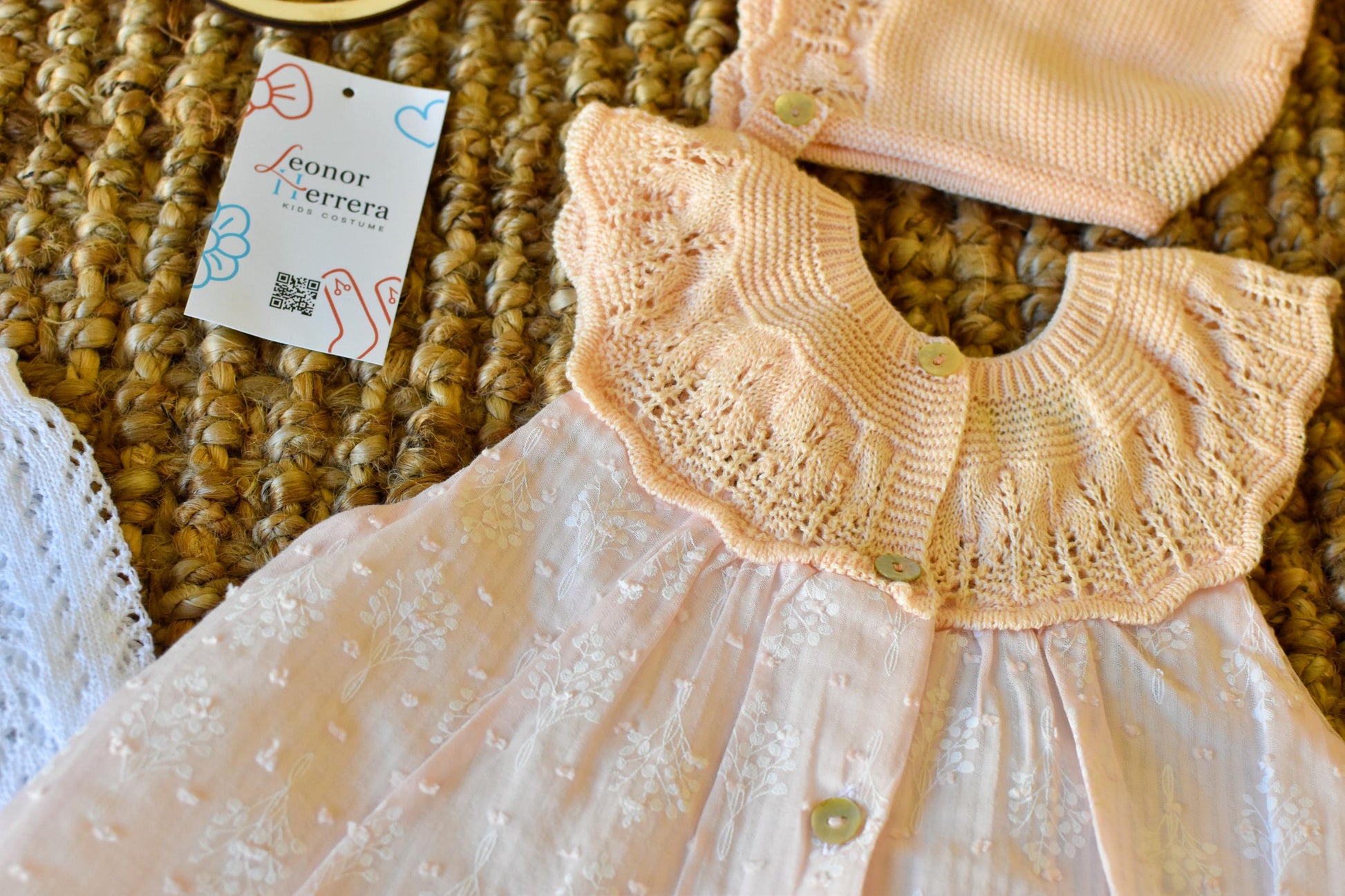 Dress with Bonnet in Salmon