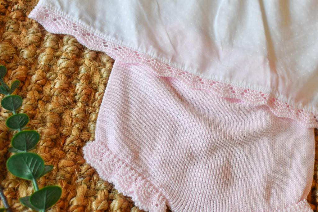 Knit Long Top set in Pink - White