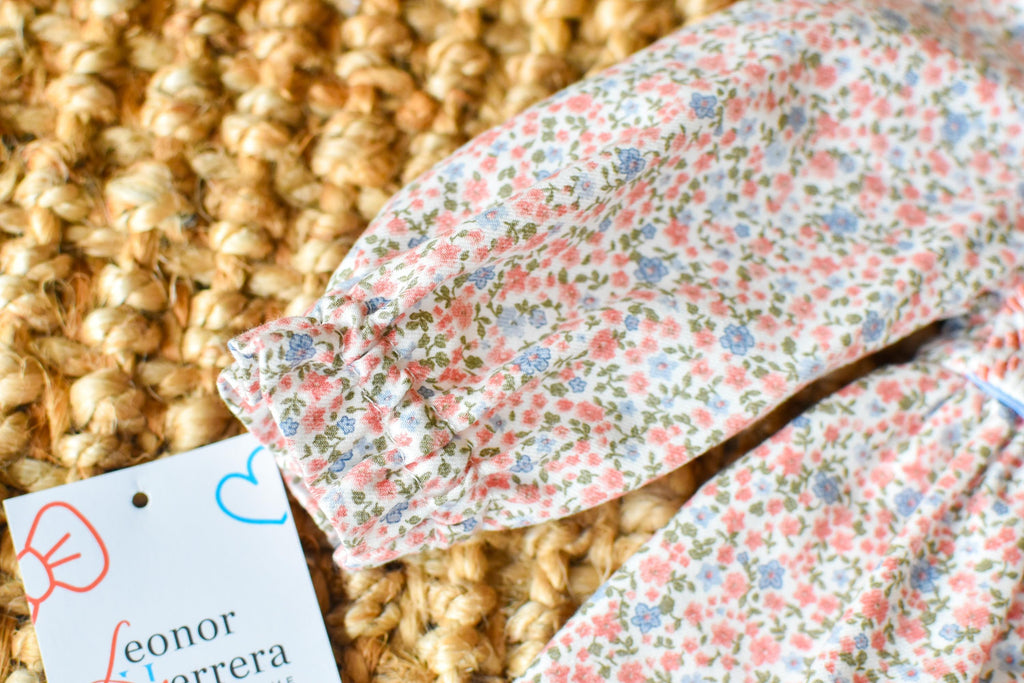 Dress with bonnet in old rose