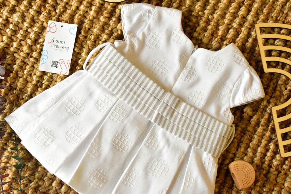 Ceremonial Dress with Bow in Pearl