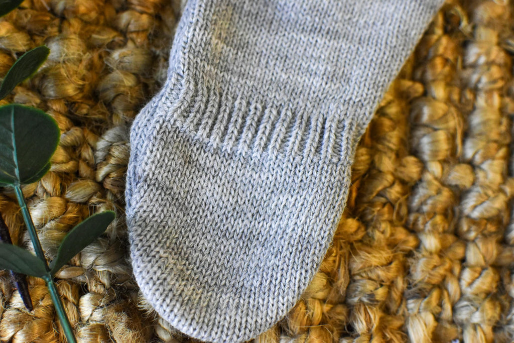 Knit Lines with Embroidered Neck in Grey