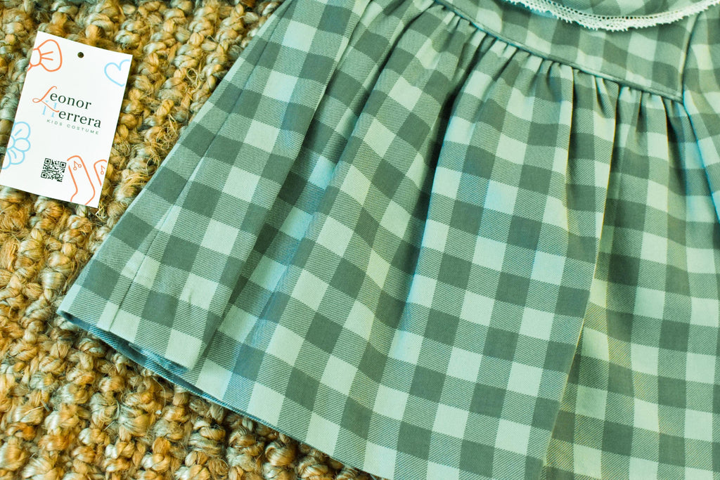 Vichy Dress for Girl in Green