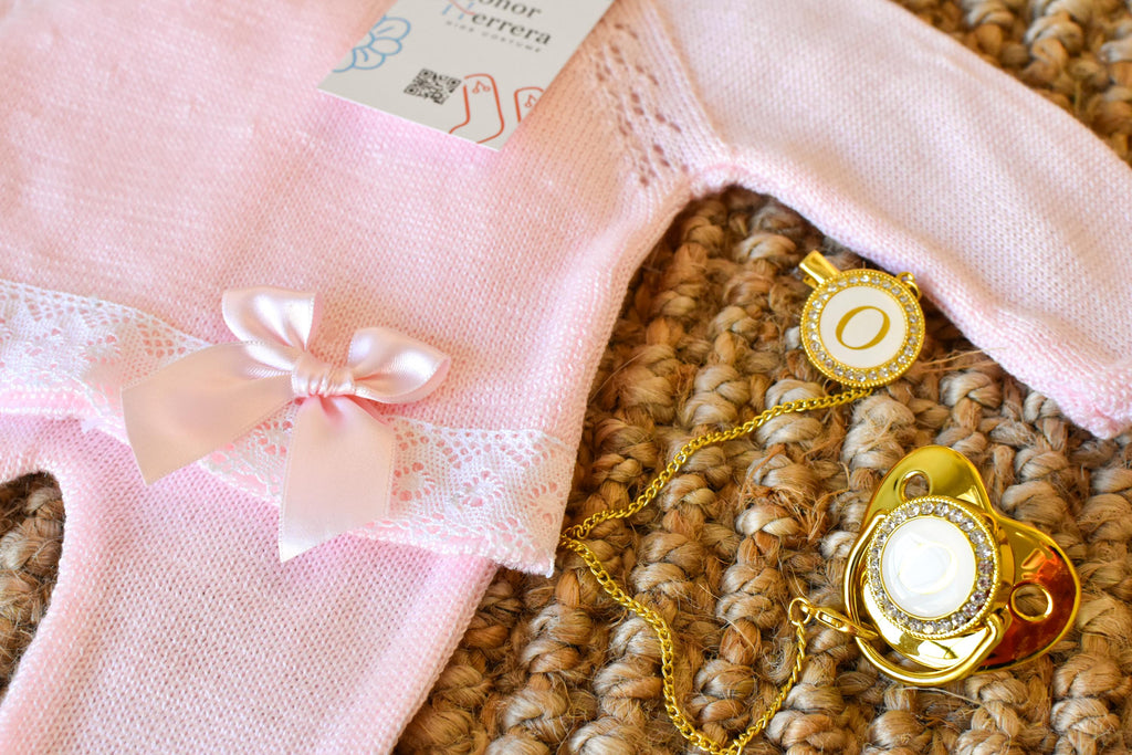 Knitted Set girl with Bow in Pink